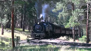 Double header train ride with articulated, 2-6-6-2T, logging, locomotives