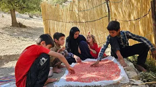 Nomadic Traditions: Harvesting Fruit Seeds for Traditional Cuisine and Baking Authentic Bread