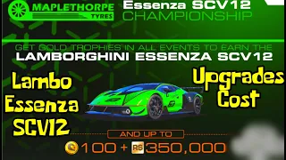 Lamborghini Essenza SCV12 Championship | Real Racing 3 | Upgrades Cost And Info