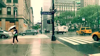 ⁴ᴷ⁶⁰ Walking in Heavy Rain and Strong Winds in New York City