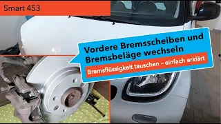 Smart Fortwo 453 ATE Bremsscheiben / Bremsbeläge vorne inkl. Bremsflüssigkeit wechseln