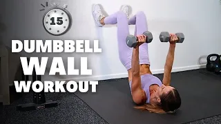 15 Min Pilates Workout ON WALL with Dumbbells (No Repeat)