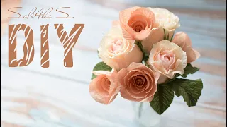 DIY soli4ka_s Троянди з гофрованого паперу/ розочки с гофрированной бумаги/ crepe paper rose