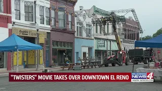 Hollywood movie scene set up taking over part of downtown El Reno