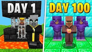 I Survived 100 Days as a VILLAGER in Hardcore Minecraft...