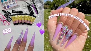 I TRIED A HUGE $28 AMAZON POLYGEL KIT | POLYGEL NAIL TUTORIAL | GLITTER INCAPSULATING & BLING NAILS