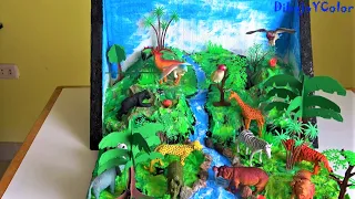 Como hacer MAQUETA de ECOSISTEMA TERRESTRE/ JUNGLA/ DIORAMA/ DibujoYColor.