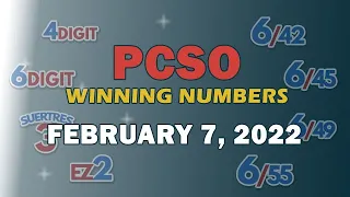 P32M Jackpot Grand Lotto 6/55, EZ2, Suertres, 4Digit, and Megaotto 6/45 | February 7, 2022