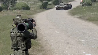 Footage of NLAW Anti-Tank Missile Destroy 5 Russian Tanks in Ukraine - Arma 3