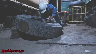 Cara rakit tyre ukuran 12.00R24 ( jadi tukang tambal ban di perusahaan tambang batu bara)