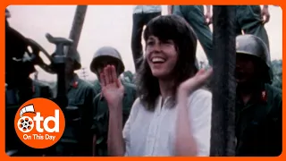 1972: Jane Fonda Poses on North Vietnamese Anti-Aircraft Gun