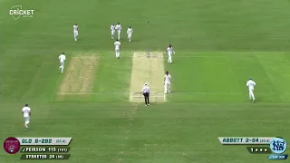 Jimmy Peirson bowled by Sean Abbott in Sheffield Shield Tournament