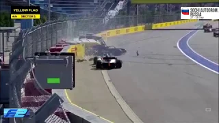 FIA Formula 2 2019 Sohi Race 2. Crash Mazepin vs Matsushita