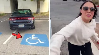 Karen Double Parks in Disabled Spot, But When She Gets Back To Her Car, This Happens