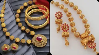 Gorgeous And Fabulous Stylish Gold Balls Mala/Long Necklace Design