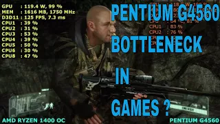 Do Pentium g4560  Really bottleneck in games? | Ryzen 5 1400 | Side by Side comparison