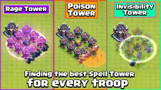 Finding the best SPELL TOWER for every troop | Clash of Clans