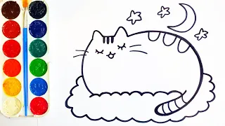 How to draw a cat. Drawing lessons for children. Easy drawing Coloring book. Як намалювати кота