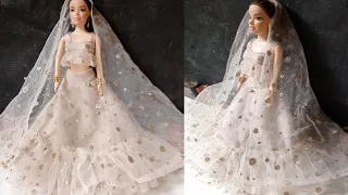 Frill lehenga choli for Barbie Doll |  Making doll Clothes