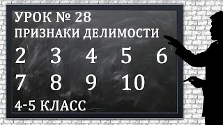 Изучаем математику с нуля / Урок № 28 / Признаки делимости на 2, 3, 4, 5, 6, 7, 8, 9, 10