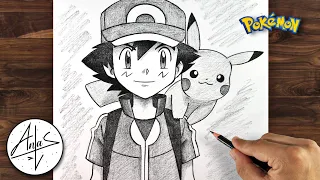 How to draw ASH and PIKACHU | Drawing Tutorial for beginners (step by step)