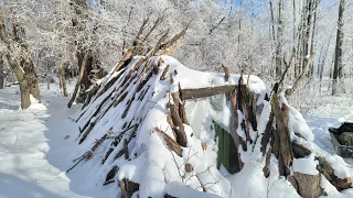 winter camp at the bush shelter