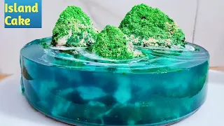 Island Cake Recipe | Ocean Jelly Cake | Chocolate Jelly Island Cake Recipe