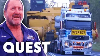 Massive Mining Machine Needs Two Trucks To Travel Up Steep Road | Outback Truckers