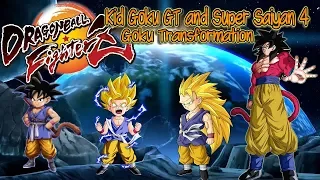 Dragon Ball FighterZ - Kid Goku (GT) and Super Saiyan 4 Goku Transformation @ 1080 HD 60fps✔️