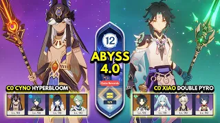 C0 Cyno Hyperbloom & C0 Xiao Double Pyro | Spiral Abyss 4.0 Floor 12 9 Stars | Genshin Impact 4.0