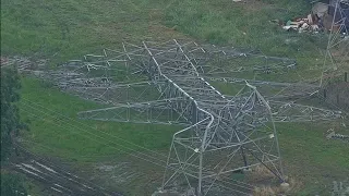 Destructive storm leaves downed power transmission lines