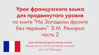 Урок французского языка для продвинутого уровня по книге "На Западном фронте без перемен". Часть 2