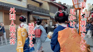 2023年9月29日 京都祇園 美しい舞妓さんを見かけて感激する外国人観光客 Maiko in Gion, Kyoto 【4K】
