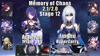 E0S1 Acheron Triple DPS & E0S1 Jingliu Hyper | Memory of Chaos 12 2.1/2.0 3 Stars | Star Rail