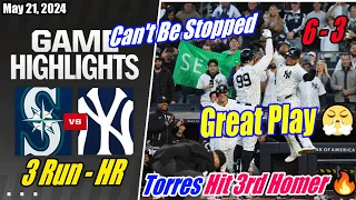 Yankees vs Mariners [FULL GAME] | May 21, 2024 | Can't Be Stopped [3 Runs - Home Run] 🔥 Great Play 😱