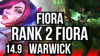 FIORA vs WARWICK (TOP) | Rank 2 Fiora, 6 solo kills | KR Challenger | 14.9