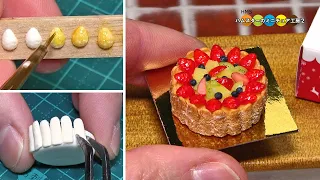樹脂粘土で作るミニチュアフルーツシャルロットケーキ DIY Miniature Fruit charlotte cake