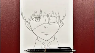 Anime drawing | how to draw Kaneki Ken step-by-step using just a pencil