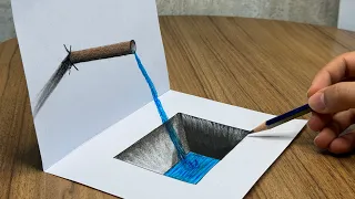 Easy 3D Drawing on Paper for Beginners: How to Draw 3D Pool and Water