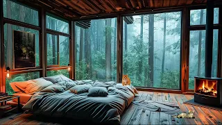 Jazz Relaxing Music For Relax,  ☕ Smooth Jazz Instrumental Music ☕ Cozy Rain Cabin Ambience