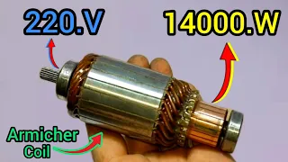 I turn free energy copper magnet Copper coil 14000w💡into.220.V.with.generator.🧲