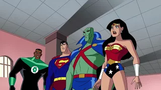 Justice League vs. Justice Lord robots