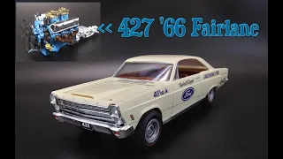 1966 FORD FAIRLANE 500 427 V8 1/25 SCALE MODEL KIT BUILD REVIEW AMT AMT1263