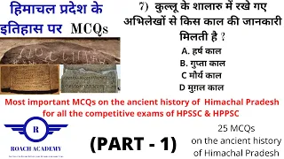 Most IMPORTANT MCQs on the ancient history of  HIMACHAL PRADESH (PART -1) |  HPSSC & HPPSC