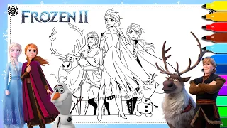 Coloring Elsa Anna Olaf Kristoff and Sven | Frozen 2 Coloring Pages