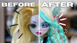 REVAMPING OLD DOLLS | LAGOONA BLUE MONSTER HIGH |Doll repaint and customisation [relaxing] | etellan