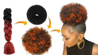 😱SHE BROKE THE CODE!!! DIY $2 Kinky Curly Bun Using Braid Extension