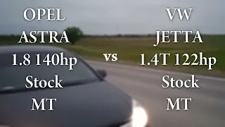 OPEL Astra 1.8 H vs VOLKSWAGEN Jetta 1.4T. ЗАЕЗД, ГОНКА, РАЗГОН, ЗАМЕР