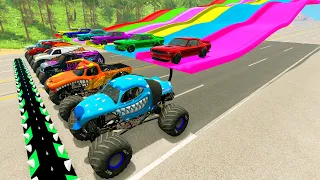 Cars vs Impossible Hammer & Bus vs Trucks Crashes Trap Colors High Speed Jumps | HT Gameplay Crash