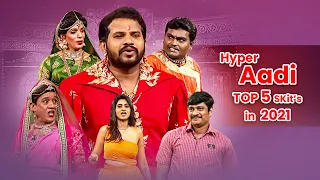 Hyper Aadi Top 5  Skits in 2021 | Jabardasth | 11th August 2023 | Hyper Aadi, Roja, Anasuya